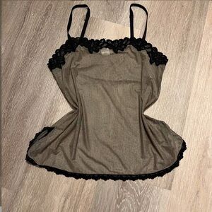 Y2K Sheer Lace Trim Mesh Cami Top XS